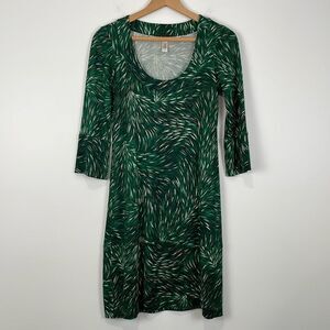 Diane von Furstenberg Vintage 0 Dress 100% Silk 3/4 Sleeve Dress Green Peacock